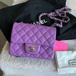 ❌SOLD❌Chanel Lambskin Quilted Mini Square Flap Purple